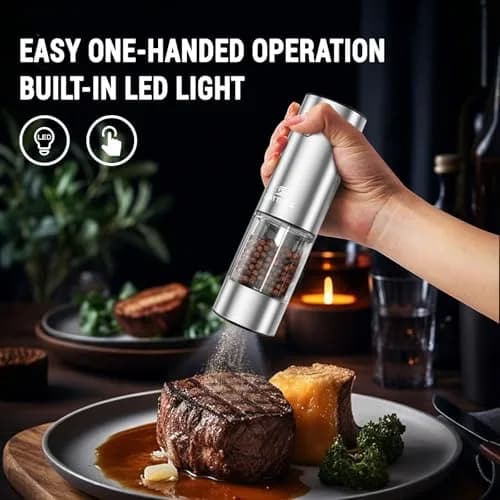 GATTLELIC Electric Salt and Pepper Grinder Set, 95ml Capacity | Rechargeable, Adjustable Coarseness, LED Light (en_US) thumbnail 7