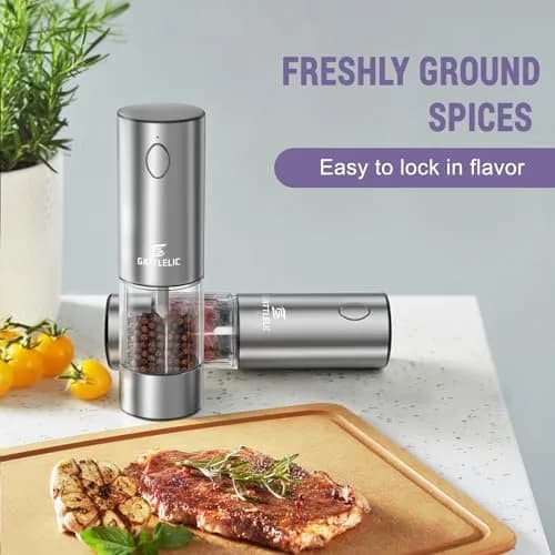 GATTLELIC Electric Salt and Pepper Grinder Set, 95ml Capacity | Rechargeable, Adjustable Coarseness, LED Light (en_US) thumbnail 2