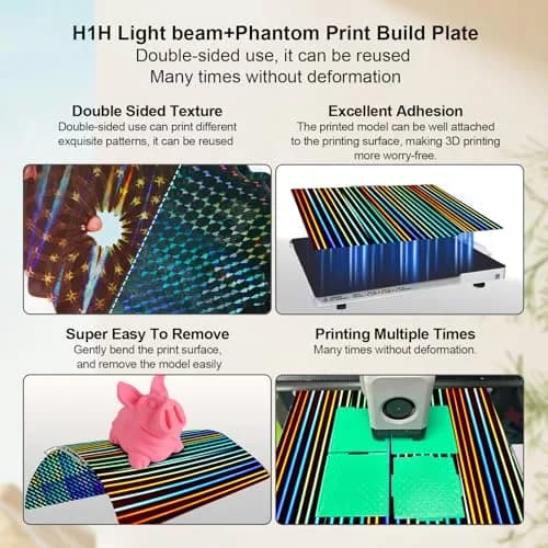 IdeaFormer-3D Build Plate for Bambu Lab X2D/X1C/X1/X1E/P1S/P2S/P1P | Double-Sided Light Beam & Phantom Pattern thumbnail 6
