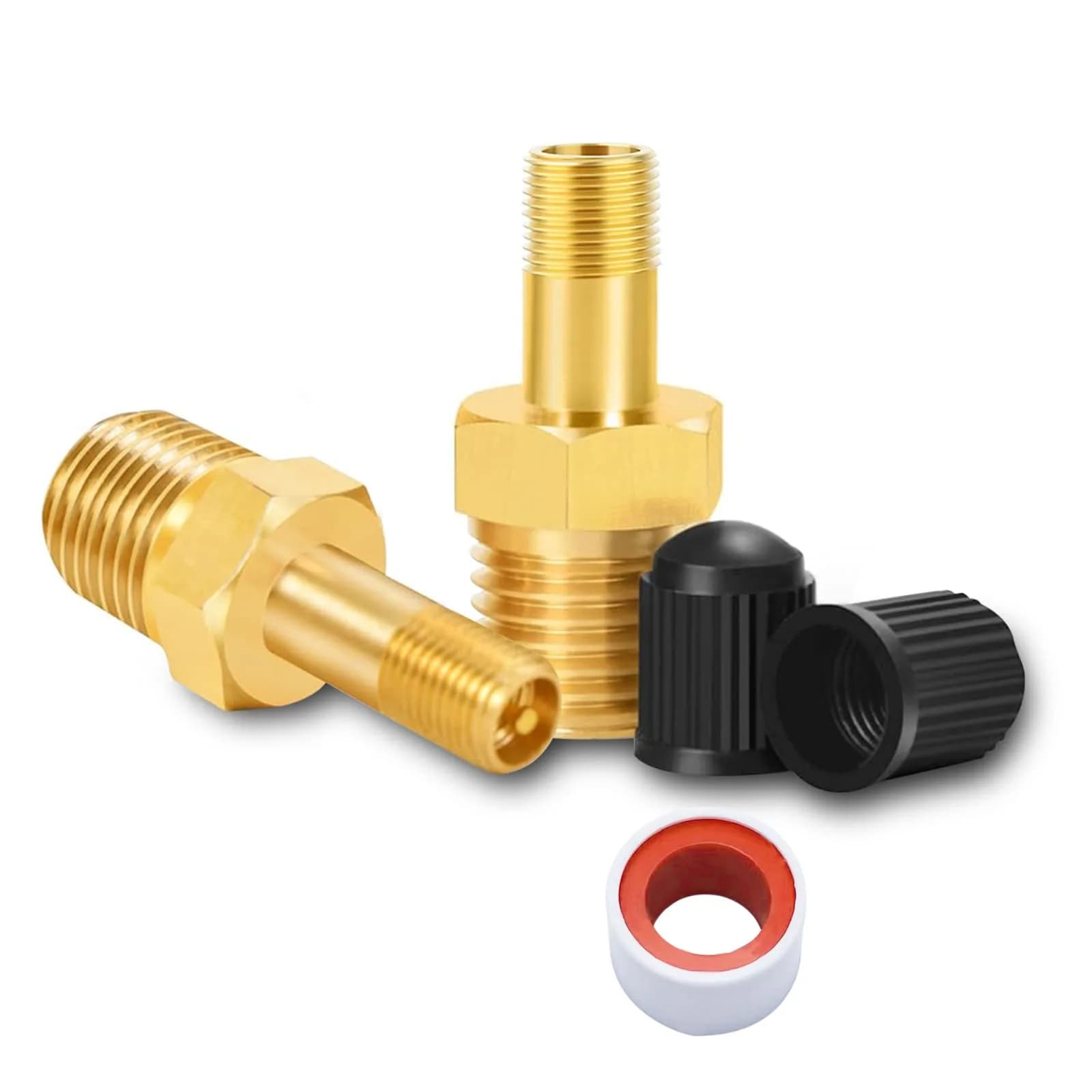GODESON 1/4" NPT Brass Tank Valve Schrader Valve with Male NPT, Pack of 2 | Anti-Corrosion Air Compressor Tank Valve - main product image