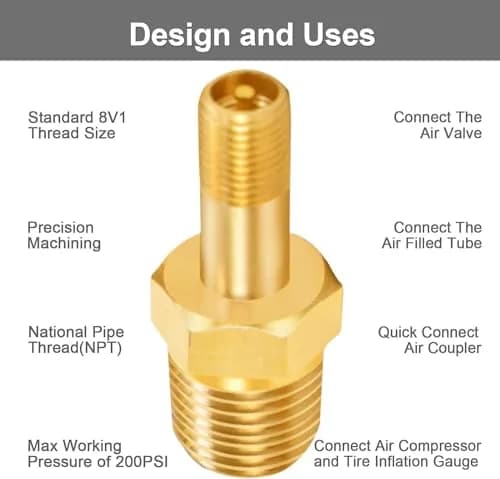 GODESON 1/4" NPT Brass Tank Valve Schrader Valve with Male NPT, Pack of 2 | Anti-Corrosion Air Compressor Tank Valve thumbnail 4