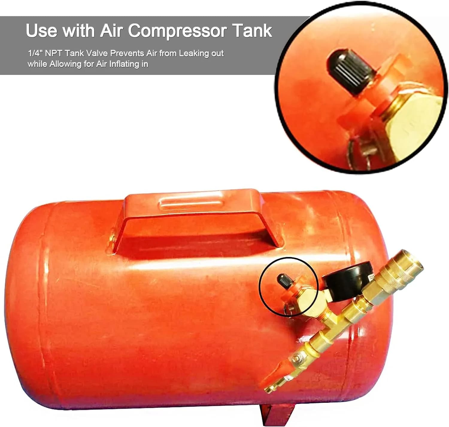 GODESON 1/4" NPT Brass Tank Valve Schrader Valve with Male NPT, Pack of 2 | Anti-Corrosion Air Compressor Tank Valve - view 6