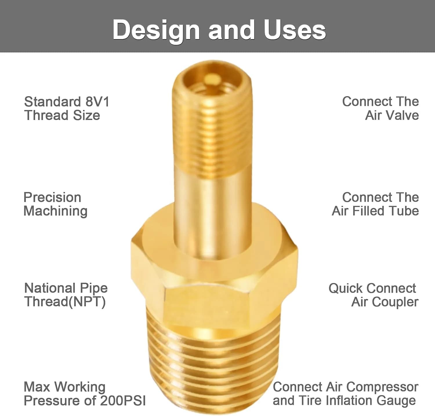 GODESON 1/4" NPT Brass Tank Valve Schrader Valve with Male NPT, Pack of 2 | Anti-Corrosion Air Compressor Tank Valve - view 4