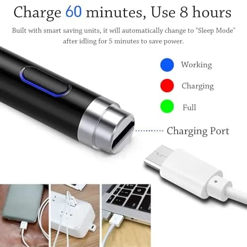 DOGAIN Stylus Pen for Touchscreen Devices, 1.5mm Fine Point Rechargeable Black | Compatible with iPad, iPhone, Android thumbnail 2