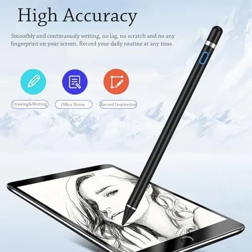 DOGAIN Stylus Pen for Touchscreen Devices, 1.5mm Fine Point Rechargeable Black | Compatible with iPad, iPhone, Android thumbnail 3