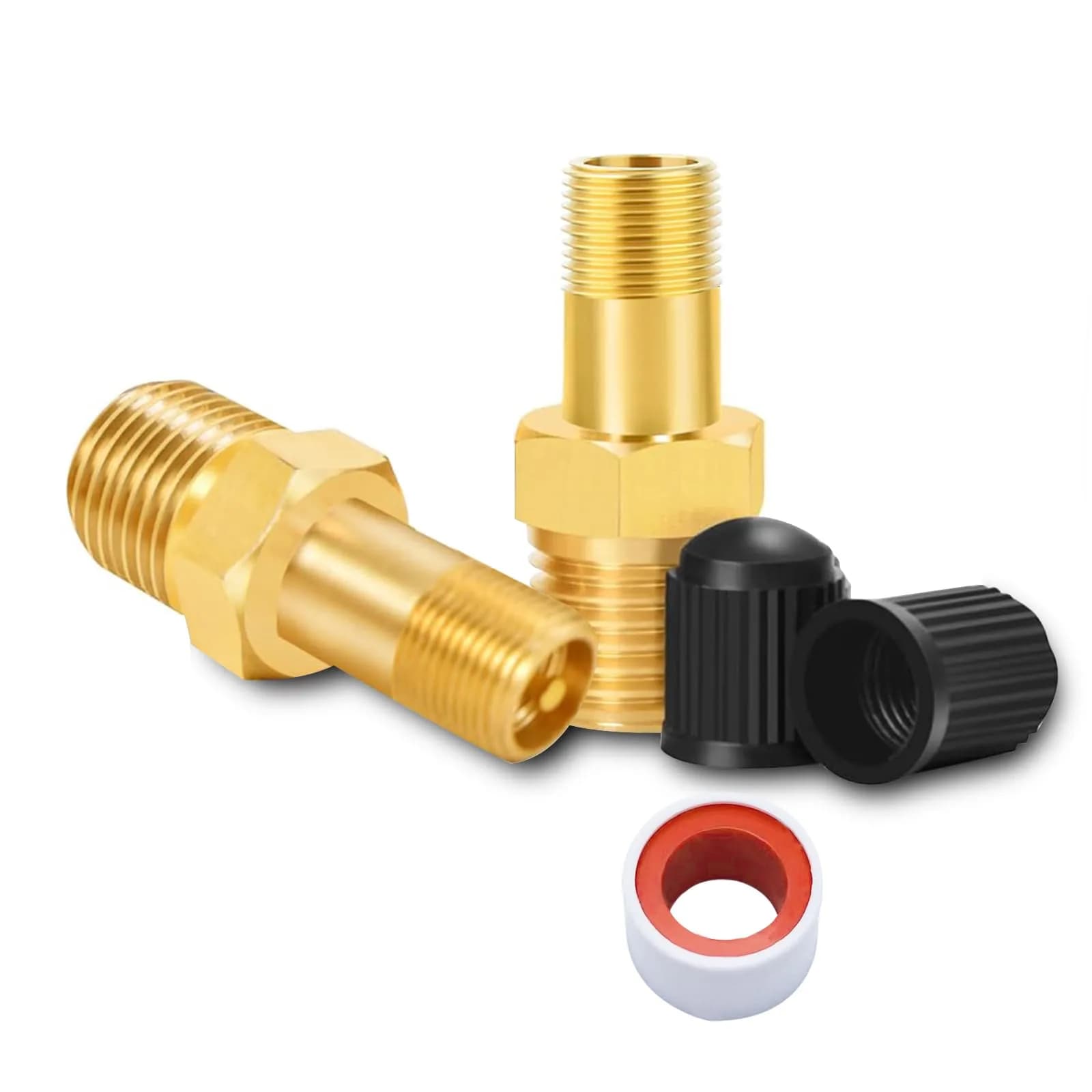GODESON 1/4" NPT Brass Tank Valve Schrader Valve with Male NPT, Pack of 2 | Anti-Corrosion Air Compressor Tank Valve — 1/8"NPT