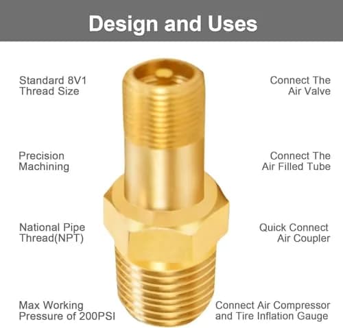 GODESON 1/8" NPT Brass Schrader Tank Valve (Pack of 2) | Anti-Corrosion Air Compressor Valve thumbnail 5