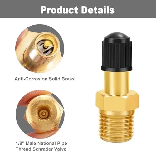 GODESON 1/8" NPT Brass Schrader Tank Valve (Pack of 2) | Anti-Corrosion Air Compressor Valve thumbnail 6