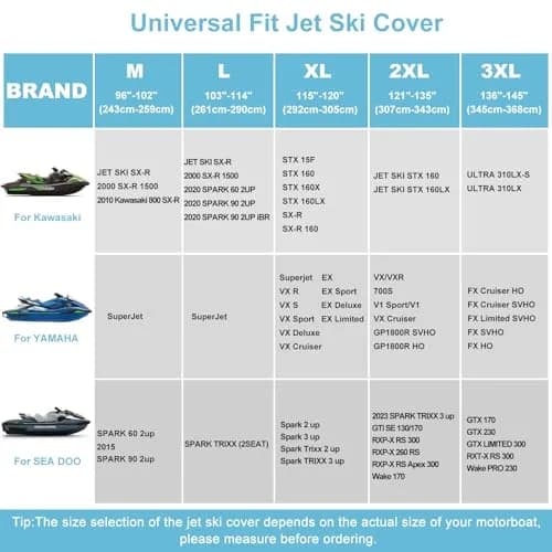 SRIMMIT Jet Ski Cover 3 Seater 115-120 Inch Black | 12000mm Waterproof PWC Protection thumbnail 2