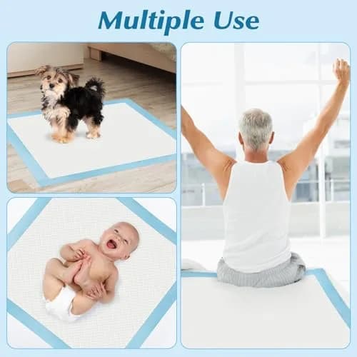 Wowflash Super Absorbency Disposable Underpads 100 Count 55.9 x 55.9 cm (22" x 22") | Leakproof & Quick Drying for Adults, Babies, Pets thumbnail 6