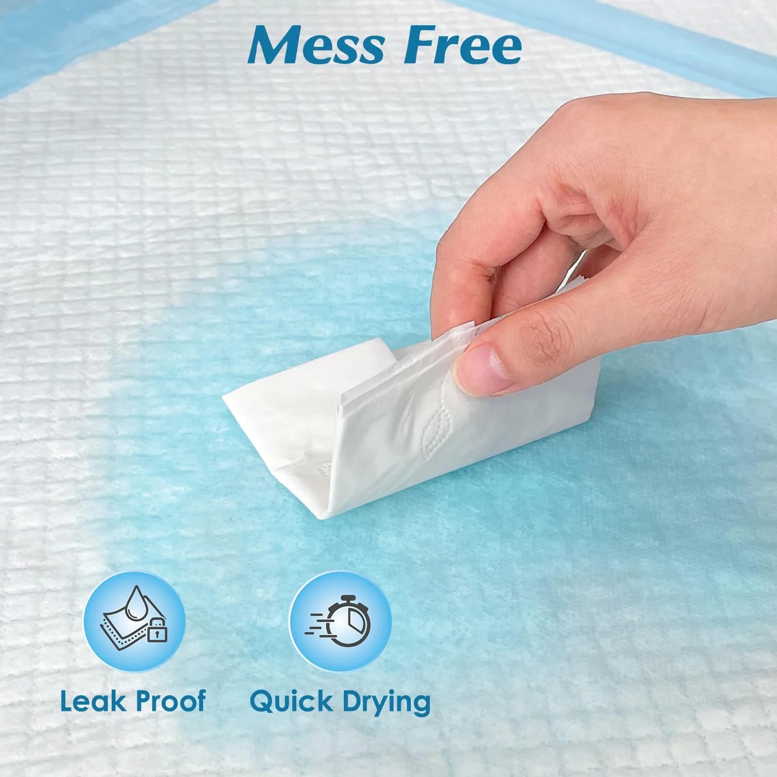 Wowflash Super Absorbency Disposable Underpads 22" x 22" (100 Count) | 5-Layer Protection for Adults, Babies & Pets - view 4