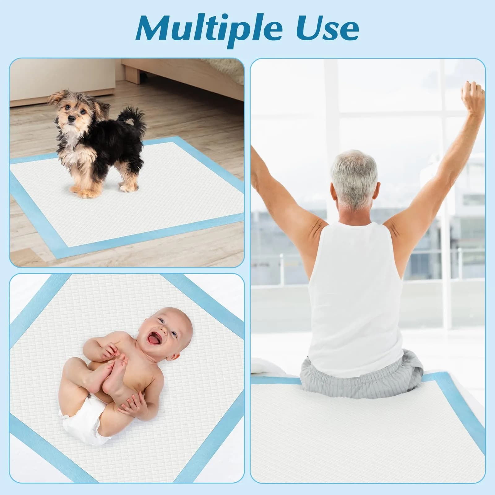 Wowflash Super Absorbency Disposable Underpads 22" x 22" (100 Count) | 5-Layer Protection for Adults, Babies & Pets - view 6