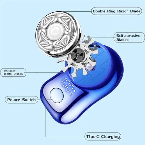 Reodolop Mini Electric Shaver Grey | Portable Rotary Razor for Men & Women thumbnail 2