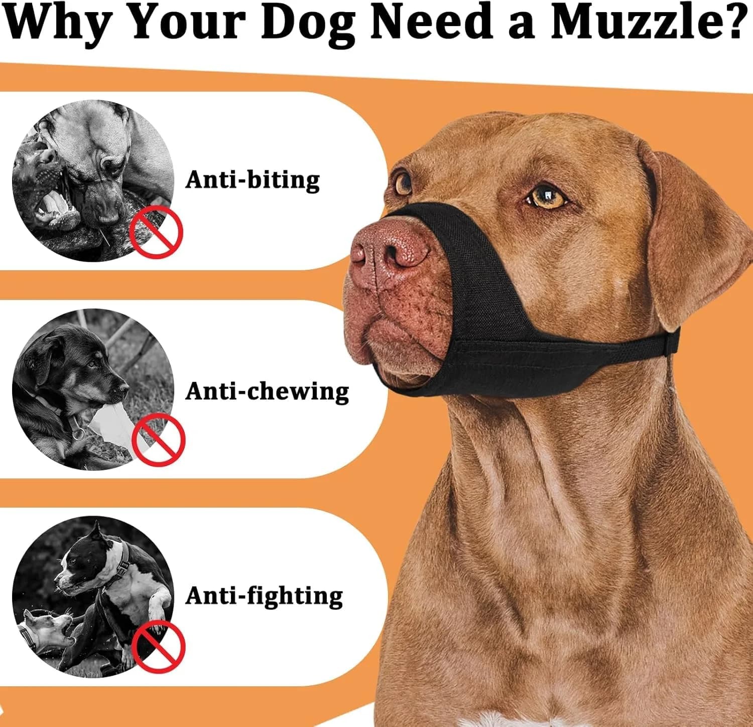 Mayerzon Fabric Pitbull Muzzle for Large Short Snout Dog Anti Fierce Biting | Breathable & Durable thumbnail 5