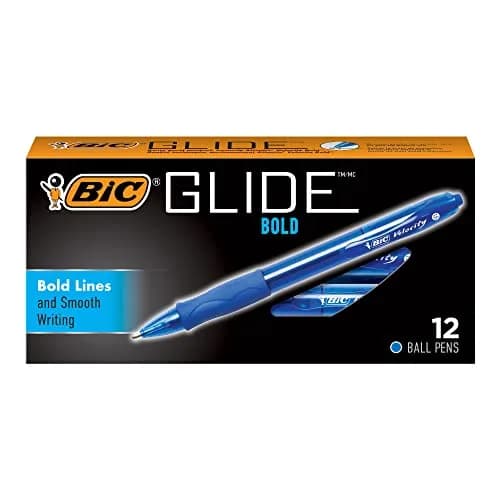 BIC Glide Bold Retractable Ball Pen, 1.6mm, Blue, 216 Count Total | Smooth Ink Flow for Students & Office thumbnail 1