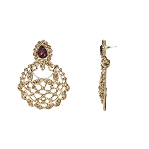 I Jewels Gold Wine Choker Necklace Jewellery Set With Chandbali Earring & Maang Tikka For Women | 3-Piece Set thumbnail 4