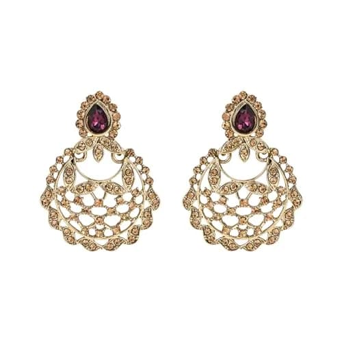 I Jewels Gold Wine Choker Necklace Jewellery Set With Chandbali Earring & Maang Tikka For Women | 3-Piece Set thumbnail 3