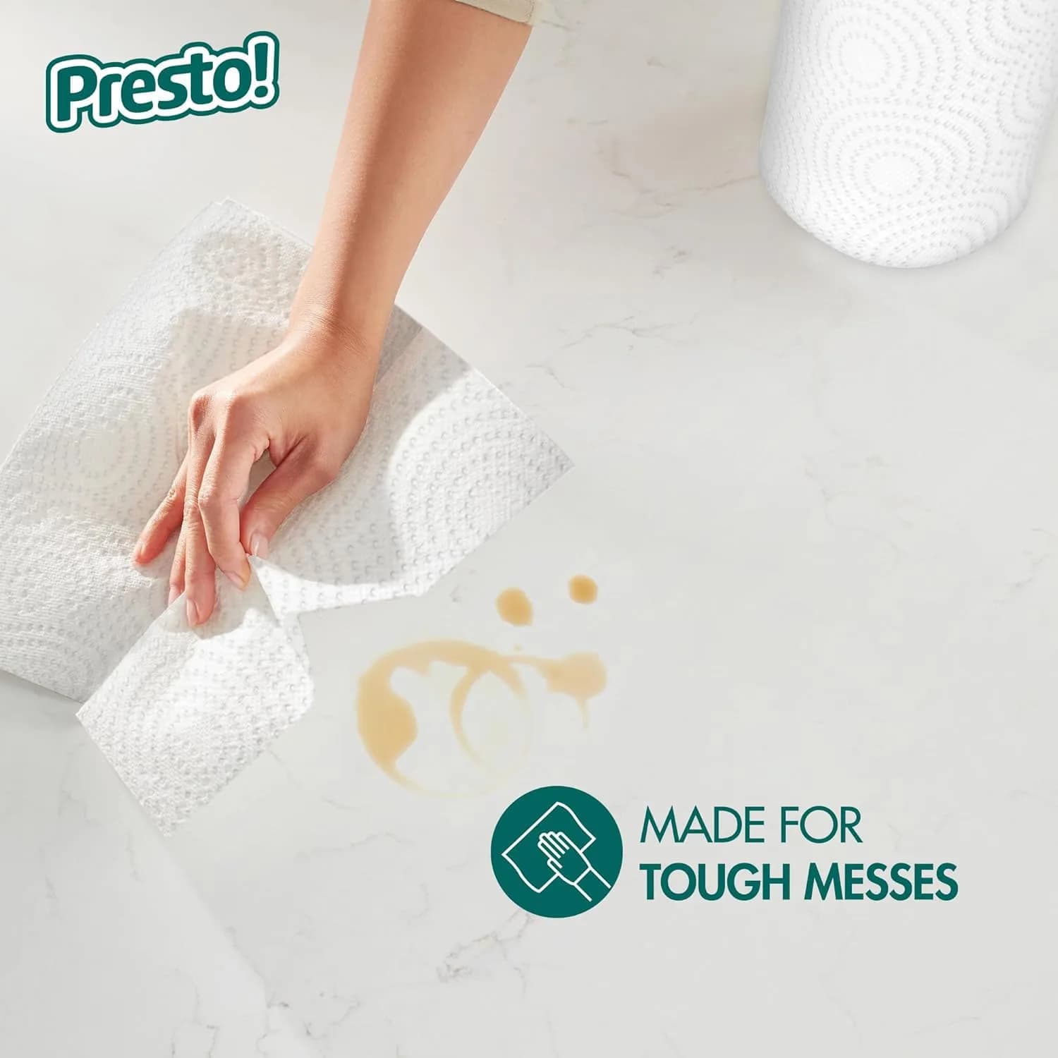 Presto! Flex-a-Size Paper Towels 2-Ply Value Pack (2 Rolls, 128 Sheets/Roll) | Strong Absorbent Kitchen Towels - view 4