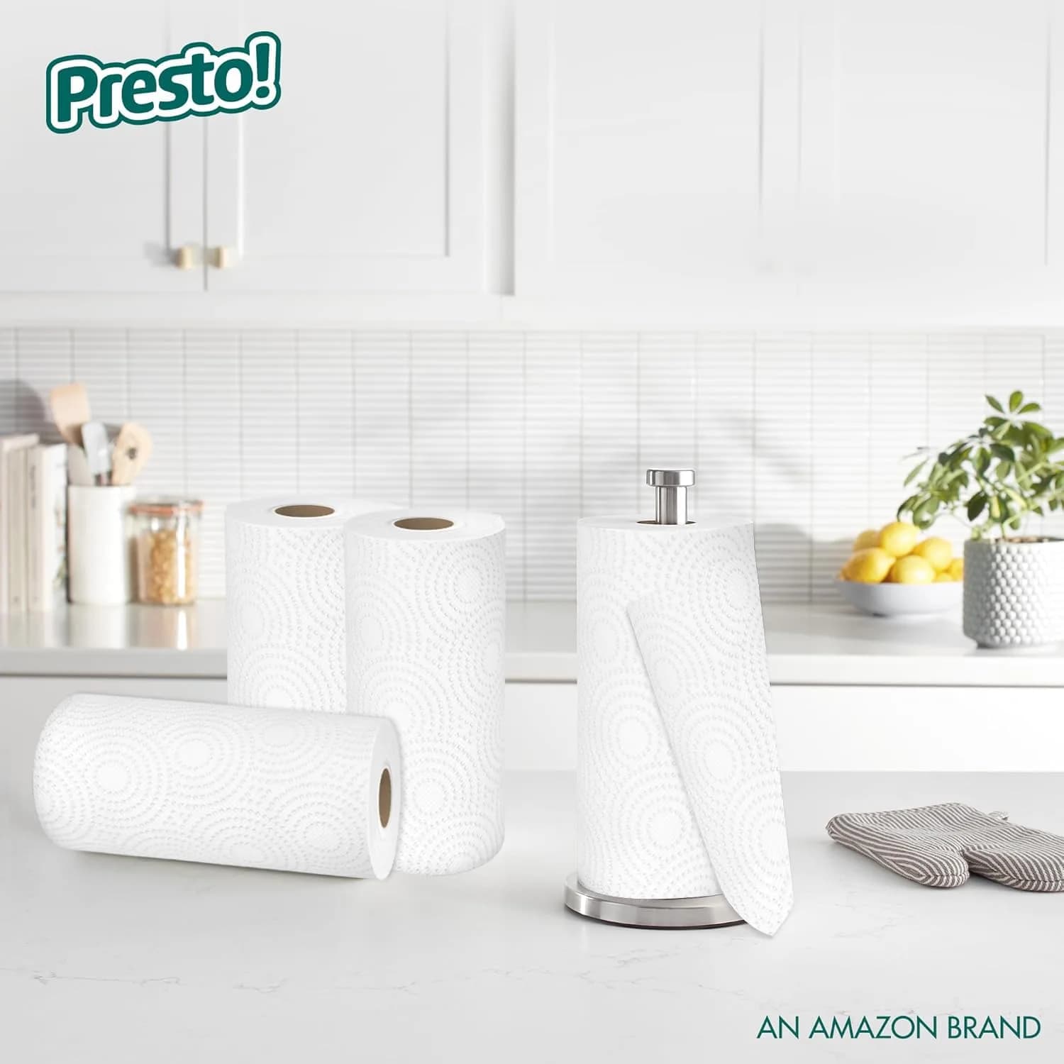 Presto! Flex-a-Size Paper Towels 2-Ply Value Pack (2 Rolls, 128 Sheets/Roll) | Strong Absorbent Kitchen Towels - view 5