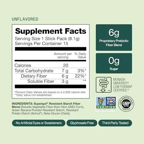 Supergut GLP1 Daily Support High Fiber Supplement Powder, 15 Servings | Sugar-Free Gut Health Drink thumbnail 7
