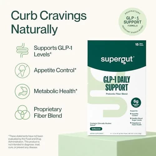 Supergut GLP1 Daily Support High Fiber Supplement Powder, 15 Servings | Sugar-Free Gut Health Drink thumbnail 2