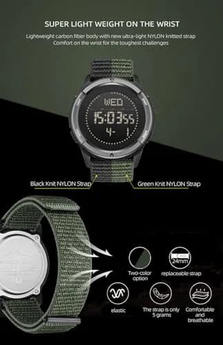 NORTH EDGE Military Watch for Men Tactical Survival Watch | Waterproof, Digital, Durable Nylon Band thumbnail 6