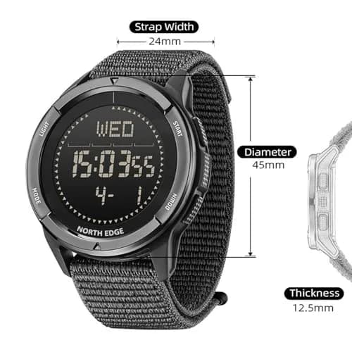 NORTH EDGE Military Watch for Men Tactical Survival Watch | Waterproof, Digital, Durable Nylon Band thumbnail 2