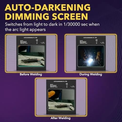 TRQWH Auto Darkening Welding Lens 11.4 x 13.3 cm (4.49 x 5.24in) True Color Solar Powered | 4 Arc Sensor Shade 5-9/9-13 thumbnail 7