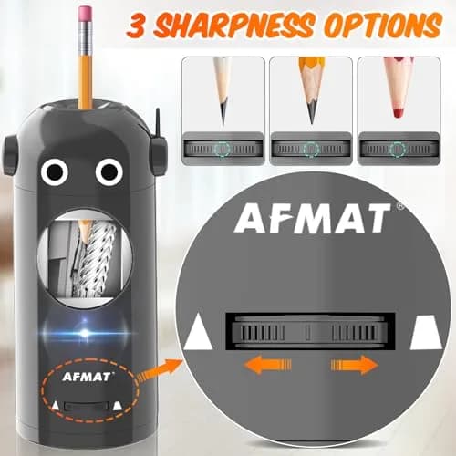AFMAT Electric Pencil Sharpener for Colored Pencils 7-11.5mm | Fully Automatic Robot, Rechargeable, Safe & Compact thumbnail 4