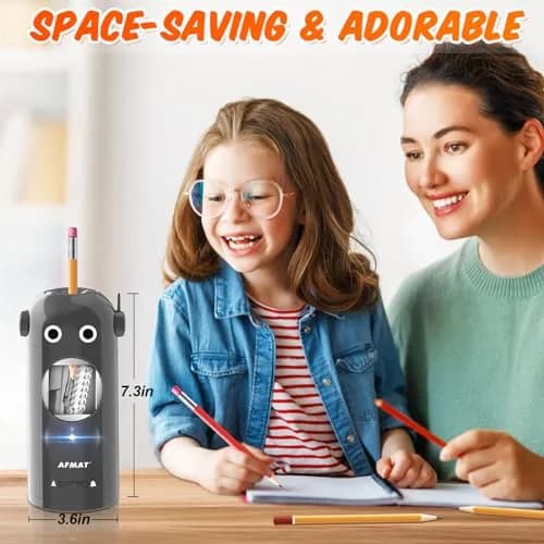 AFMAT Electric Pencil Sharpener for Colored Pencils 7-11.5mm | Fully Automatic Robot, Rechargeable, Safe & Compact thumbnail 6