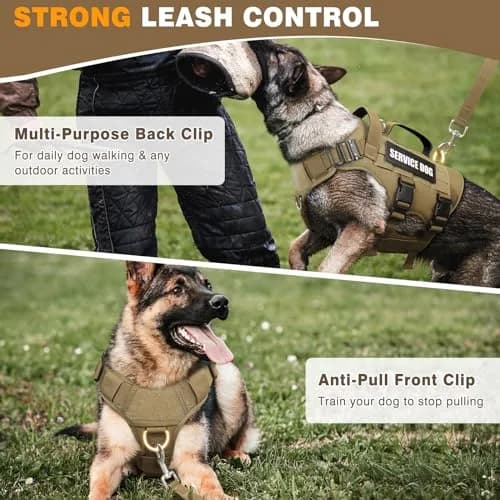 WINSEE Tactical Service Dog Vest Harness for Medium Dogs | No-Pull Heavy Duty with 10 Patches, 22-34" Chest thumbnail 4
