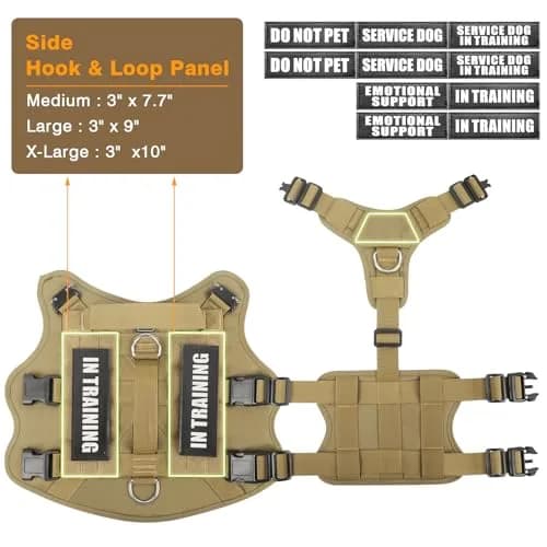WINSEE Tactical Service Dog Vest Harness for Medium Dogs | No-Pull Heavy Duty with 10 Patches, 22-34" Chest thumbnail 5