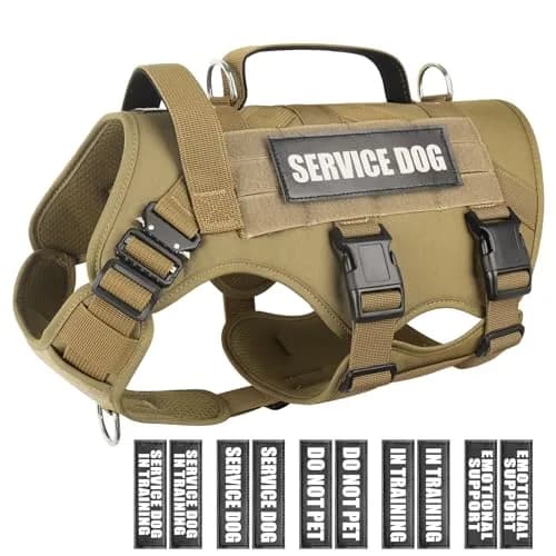 WINSEE Tactical Service Dog Vest Harness for Medium Dogs | No-Pull Heavy Duty with 10 Patches, 22-34" Chest thumbnail 1