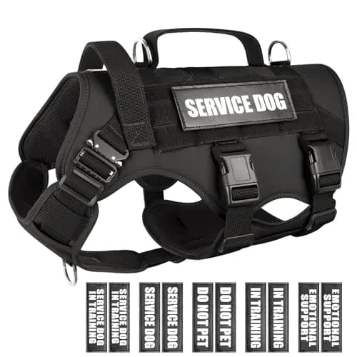 WINSEE Tactical Service Dog Vest Harness for Large Dogs | Heavy Duty MOLLE Vest with 10 Patches, No-Pull Front Clip, 24-39 inch Chest thumbnail 1