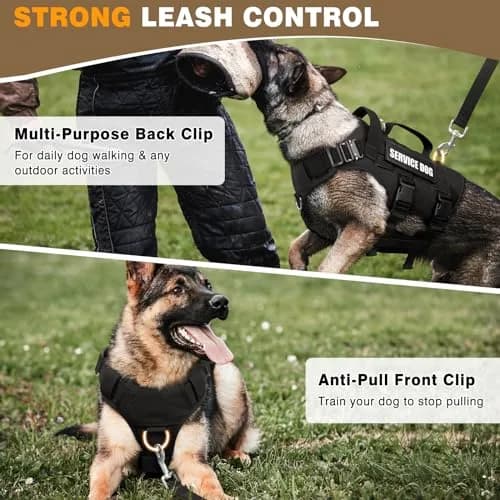 WINSEE Tactical Service Dog Vest Harness for Large Dogs | Heavy Duty MOLLE Vest with 10 Patches, No-Pull Front Clip, 24-39 inch Chest thumbnail 4