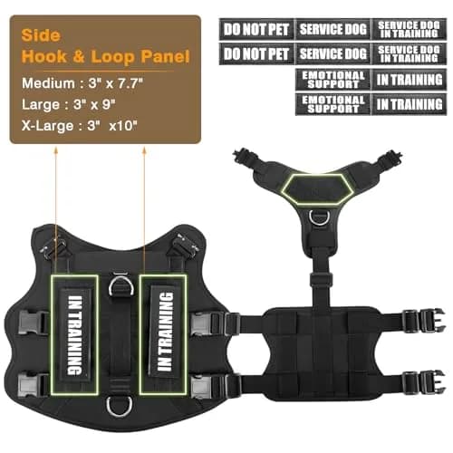 WINSEE Tactical Service Dog Vest Harness for Large Dogs | Heavy Duty MOLLE Vest with 10 Patches, No-Pull Front Clip, 24-39 inch Chest thumbnail 5