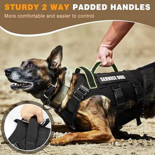 WINSEE Tactical Service Dog Vest Harness for Large Dogs | Heavy Duty MOLLE Vest with 10 Patches, No-Pull Front Clip, 24-39 inch Chest thumbnail 6