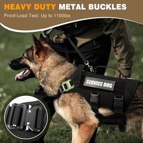 WINSEE Tactical Service Dog Vest Harness for Large Dogs | Heavy Duty MOLLE Vest with 10 Patches, No-Pull Front Clip, 24-39 inch Chest thumbnail 2