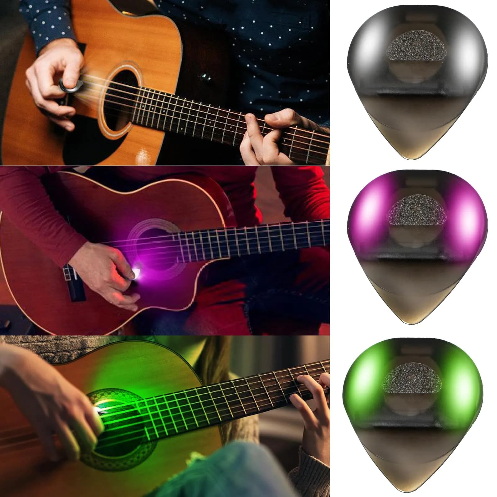 tiaotyu Auto LED Glowing Guitar Picks 0.6mm | Replaceable Battery, Dazzling Light Show for Guitarists - main product image