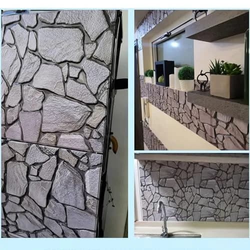 szgwtk 3D Faux Stone Wall Panels Peel and Stick, 10PCS Self Adhesive Waterproof 3D Wallpaper, 11.8"x11.8" Textured Decorative Wall Panels (Grey) thumbnail 4