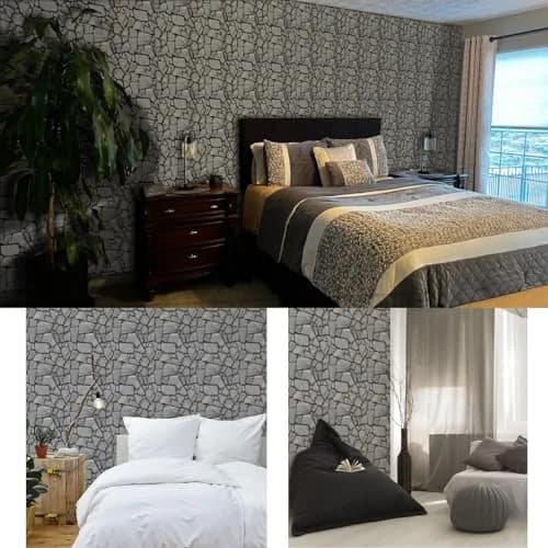 szgwtk 3D Faux Stone Wall Panels Peel and Stick, 10PCS Self Adhesive Waterproof 3D Wallpaper, 11.8"x11.8" Textured Decorative Wall Panels (Grey) thumbnail 6