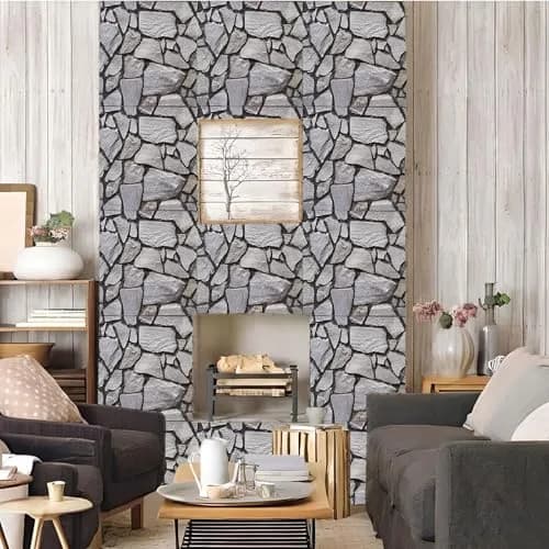 szgwtk 3D Faux Stone Wall Panels Peel and Stick, 10PCS Self Adhesive Waterproof 3D Wallpaper, 11.8"x11.8" Textured Decorative Wall Panels (Grey) thumbnail 3