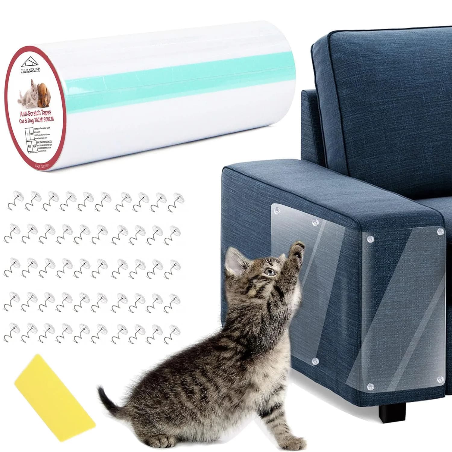 CHUANGSEED Clear Pet Door Protector 299.7 cm x 20.8 cm | Stops Pet Scratching on Doors & Frames — 200" x 12"