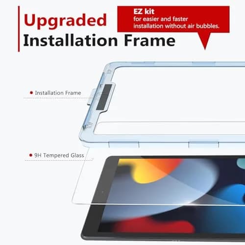 bersem Screen Protector for iPad 9th/8th/7th Generation 10.2 Inch | 9H Tempered Glass, HD Clear, Anti-Scratch, Apple Pencil Compatible thumbnail 2