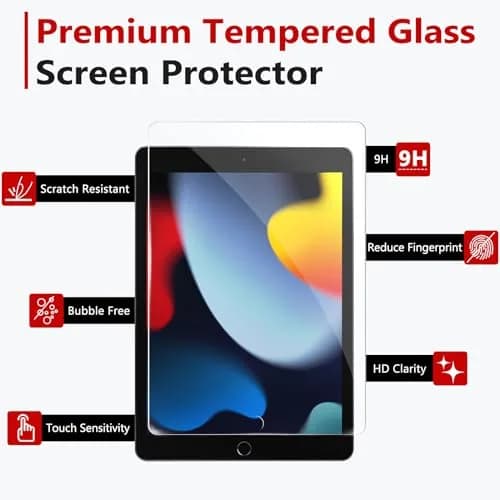 bersem Screen Protector for iPad 9th/8th/7th Generation 10.2 Inch | 9H Tempered Glass, HD Clear, Anti-Scratch, Apple Pencil Compatible thumbnail 3