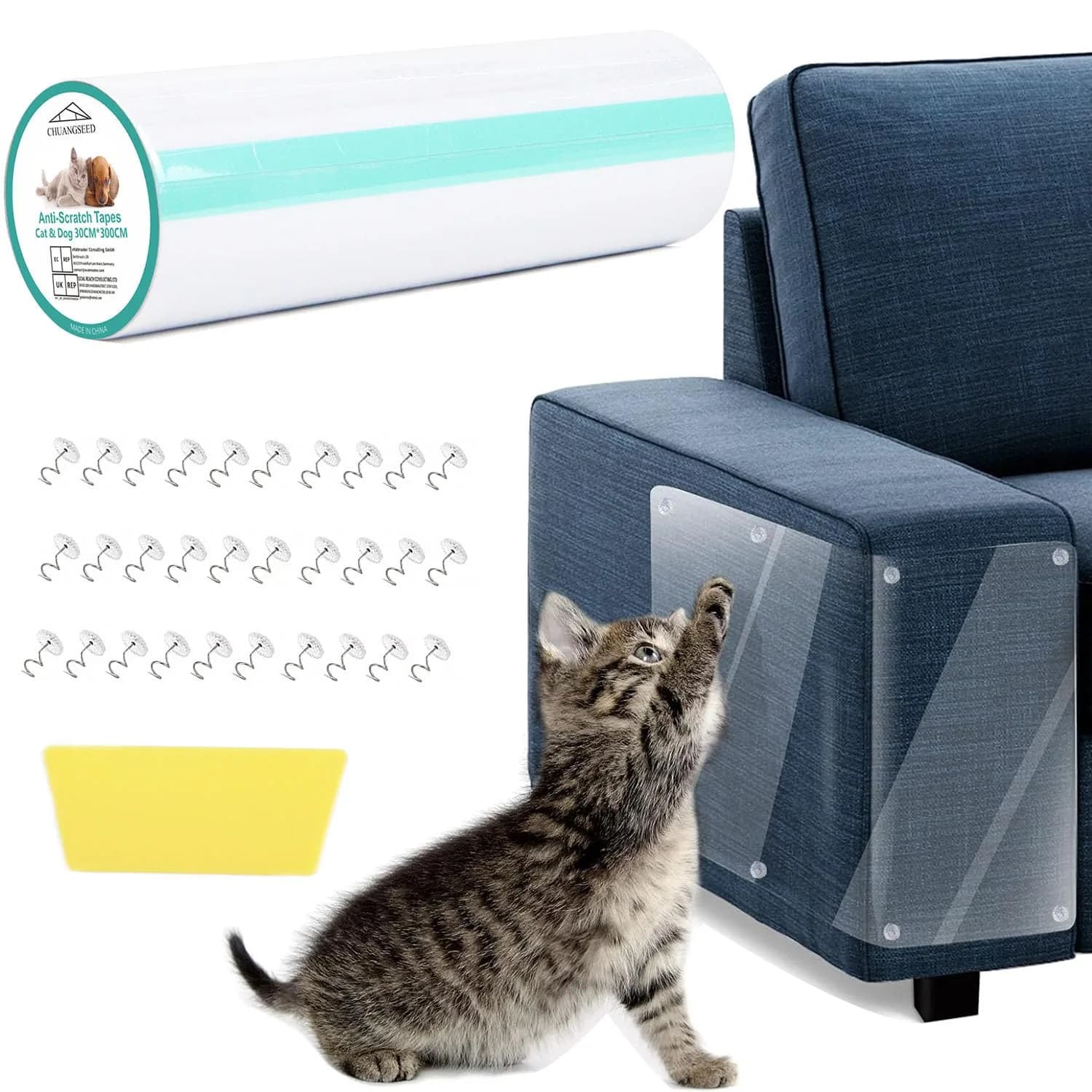 CHUANGSEED 118" x 12" Clear Pet Door Protector - Stops Cat Scratching on Doors & Frames - main product image