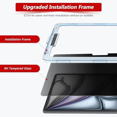 bersem Privacy Screen Protector for iPad Air 13 Inch M4/M3/M2 | Anti-Spy Tempered Glass, 9H Hardness, Bubble-Free Installation thumbnail 6