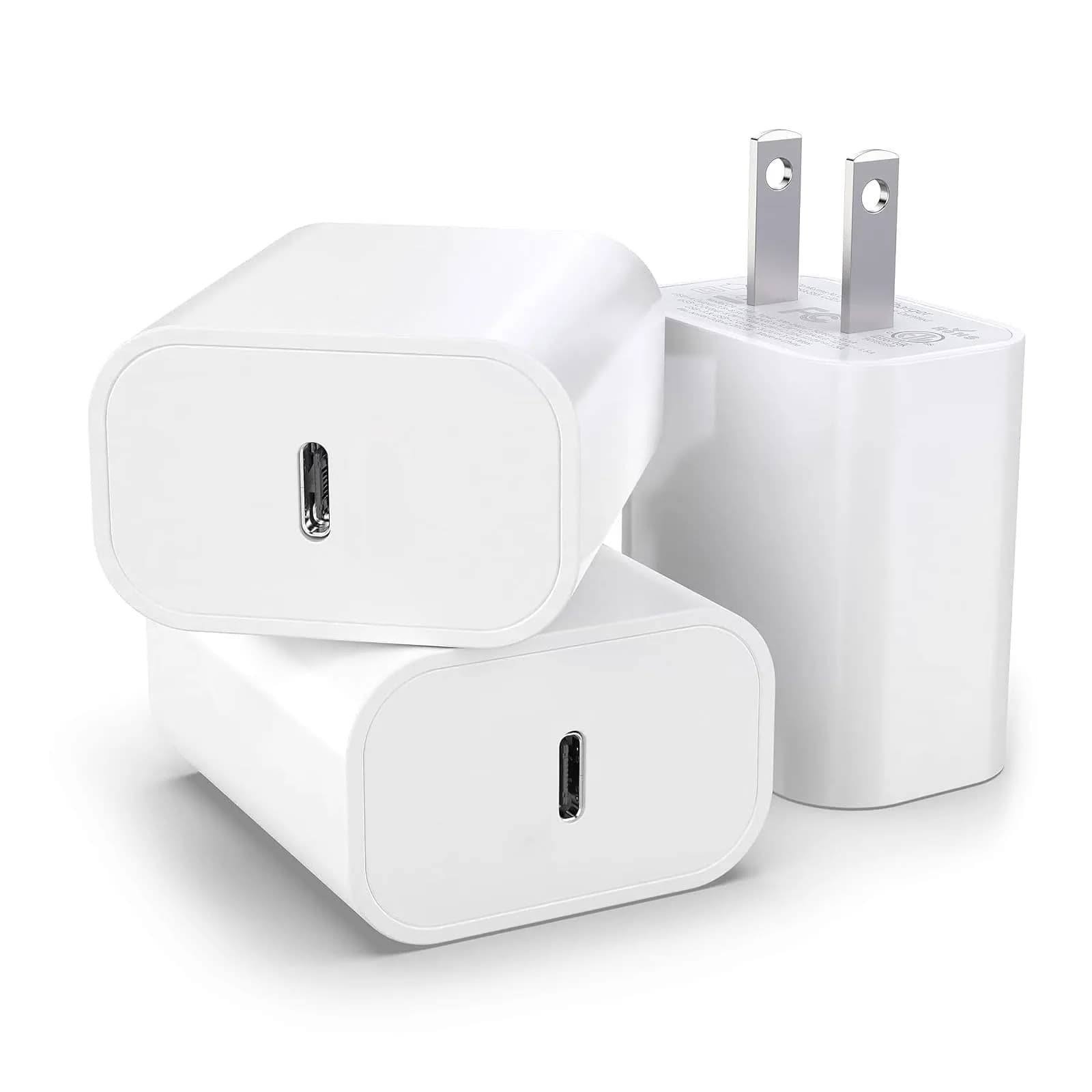 CYQAPC 5V 3A 30W USB Type C Wall Charger Adapter 3 Pack | Fast Charging for iPhone, Samsung & More — White