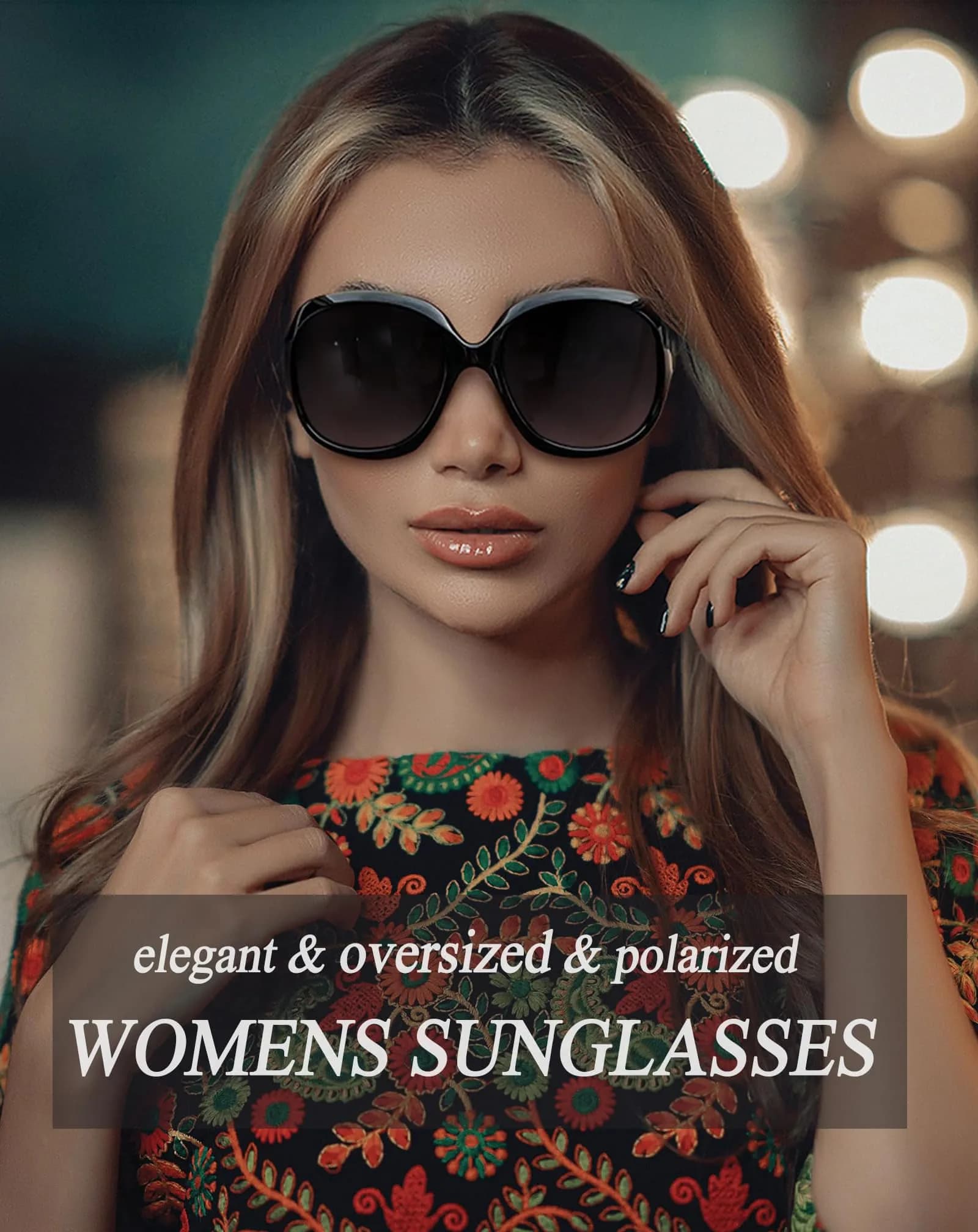 Joopin Oversized Butterfly Sunglasses for Women in Black + Blackish Green | Polarized UV400 Protection - view 2