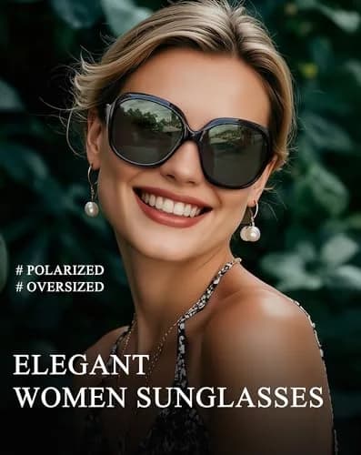 Joopin Oversized Butterfly Sunglasses for Women in Black + Blackish Green | Polarized UV400 Protection thumbnail 3